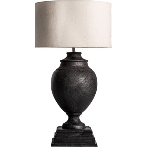 Lampe de salon en bois de manguier noir style colonial - Noir bois naturel