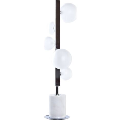 Lampe de salon en marbre blanc pour une élégance sobre - Blanc marbre avec touches argentées