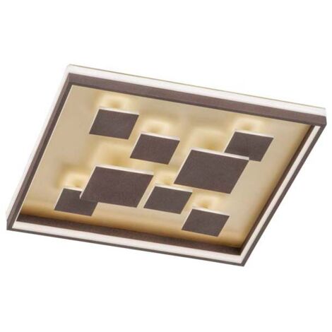Lampe de salon LED plafonnier métal marron lampe de chambre à intensité variable 53x53cm