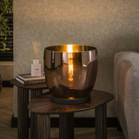 Lampe de salon moderne avec vasque en verre cuivré 32 cm NIAGARA