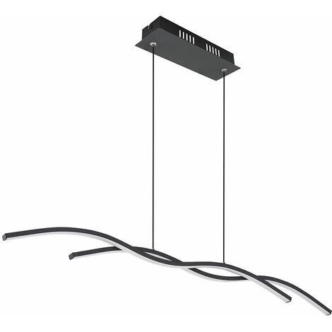 Lampe de salon plafonnier suspension suspension LED table à manger suspension lampe 2 flammes moderne, métal noir opale graphite, 2x LED 20 watt 1130 lumens blanc chaud, HxLxP 118x88x8 cm