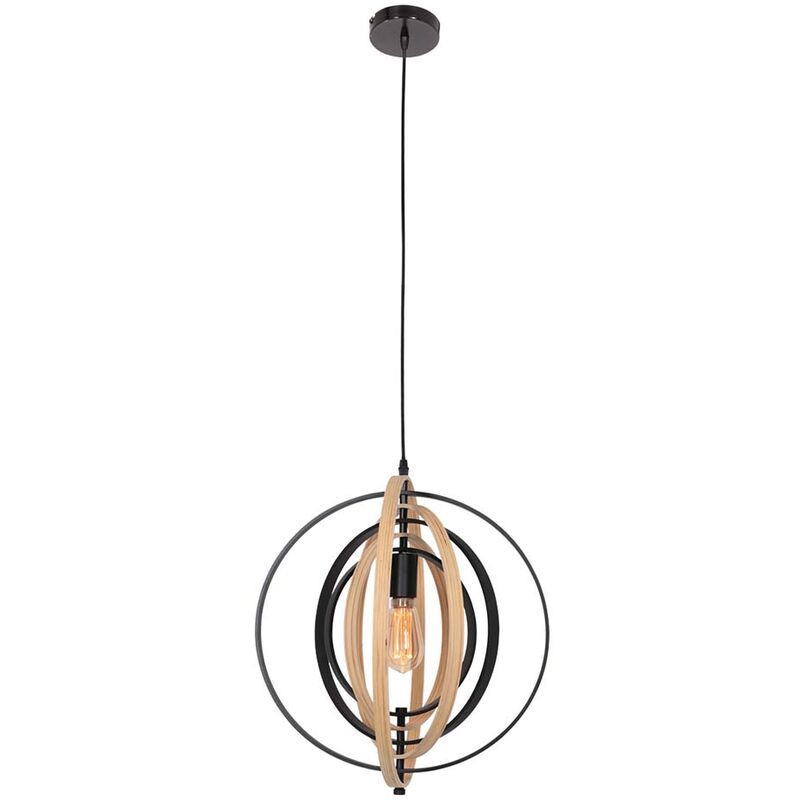 Lampe de salon suspension plafonnier suspension métal noir verre H 50cm