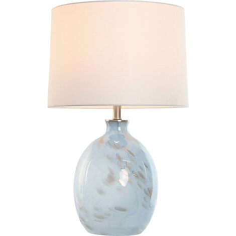 Lampe de salon verre lin bleu blanc design élégant - Bleu nuageux aux touches blanches