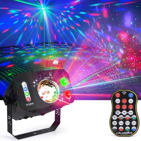 AUTRES Lampe de Scène, Fwiull Lumière Disco à 7 Yeux avec Télécommande et Stroboscope, Boule Disco Grand Angle Contrôle de la Musique, Divers Effets RGBW Lumiere Soirée avec 2M USB pour Halloween, Fête, Noël