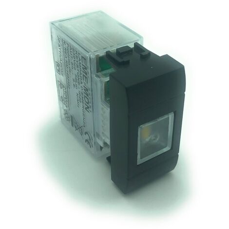 Lampe de secours LED 1 module Keystone 50Lm 1W avec adaptateur Bticino LivingLight International Anthracite
