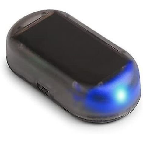 Lampe de sécurité antivol solaire bleue pour voiture, clignotante, alarme LED simulée