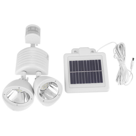 Lampe de sécurité solaire à double tête 22 LED avec détecteur de mouvement PIR pour allées de jardin et escaliers de cour