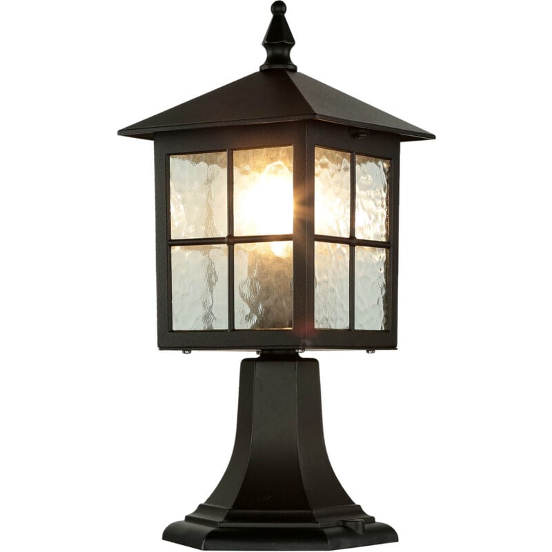 Licht-erlebnisse - Lampe sur pied d'extérieur baarle noir au design rustique en forme de lanterne E27 H:45cm - Noir