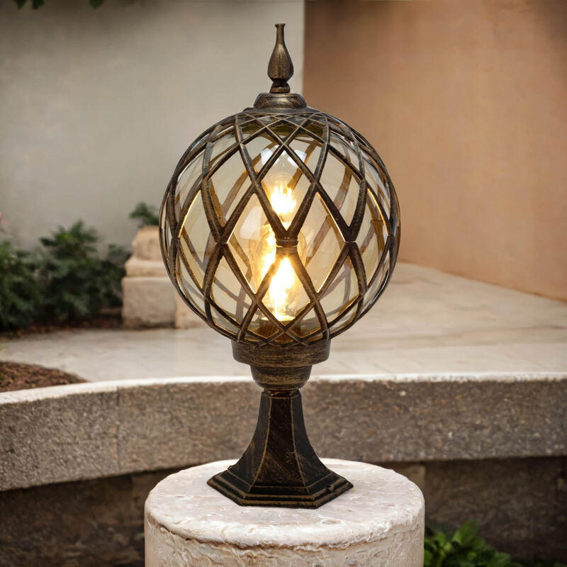 Lampe de socle rustique extérieur en noir cuivre vintage