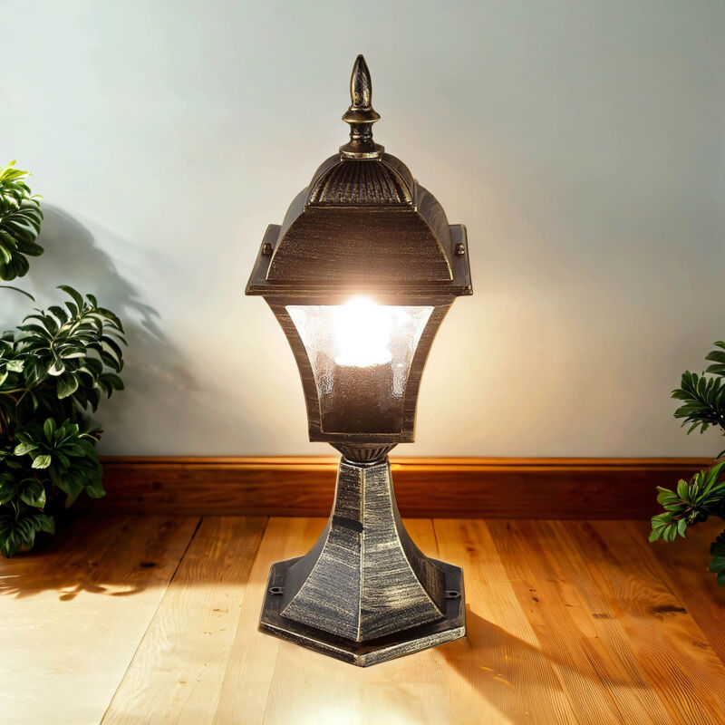 Licht-erlebnisse - Wegeleuchte E27 43 cm hoch Aluminium Glas Rustikal Sockelleuchte außen Hof Garten