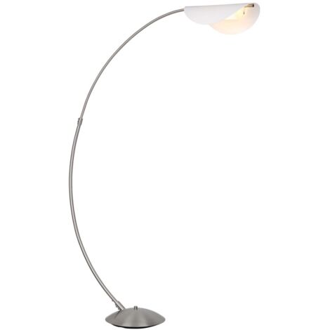 Lampe de sol Arc Lampadaire LED dimmable nickel mat opale salon