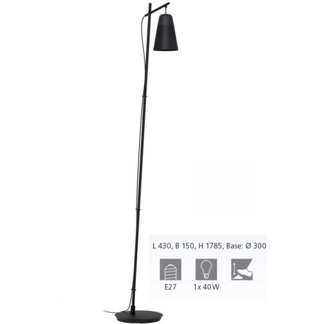 Lampe de sol canterras gris noir, blanc L: 43 B: 15 h: 178.5cm avec commutateur