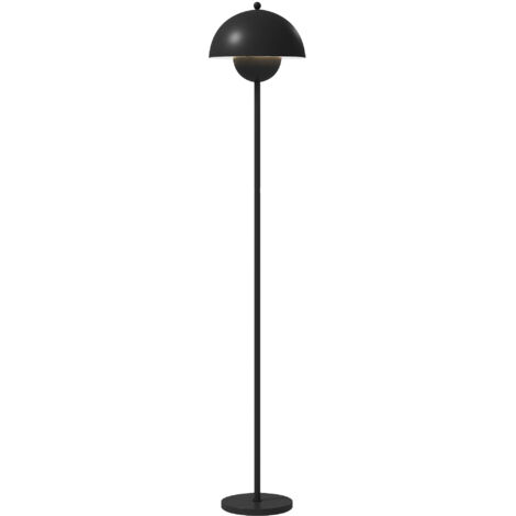Lampe de sol de salon moderne avec abat-jour à cuvette Douille E27 sans ampoule Ø30x155 cm Noir