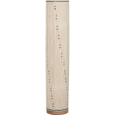 Lampe de sol en coton et raphia esprit naturel urbain - Naturel raphia beige et bois foncé