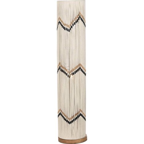 Lampe de sol en raphia tressé naturel style urbain élégant - Beige naturel et détails bois clair