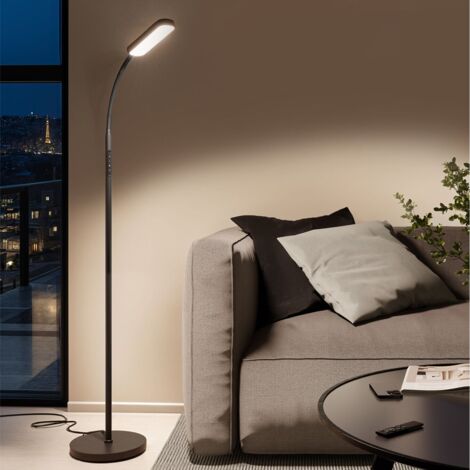 Lampe de sol LED 5 modes d'éclairage 12 W avec télécommande noire