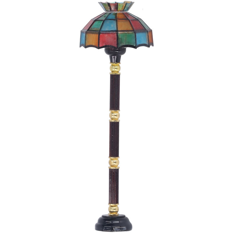 Lampe de sol miniature pour maison de poupée LED colorée, alimentée par piles, meuble réaliste 1:12