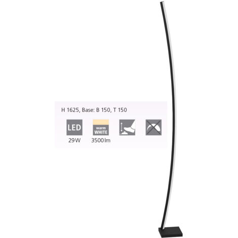 Lampe de sol Picacha Noir Blanc H: 162.5cm avec interrupteur de la marche 3000k