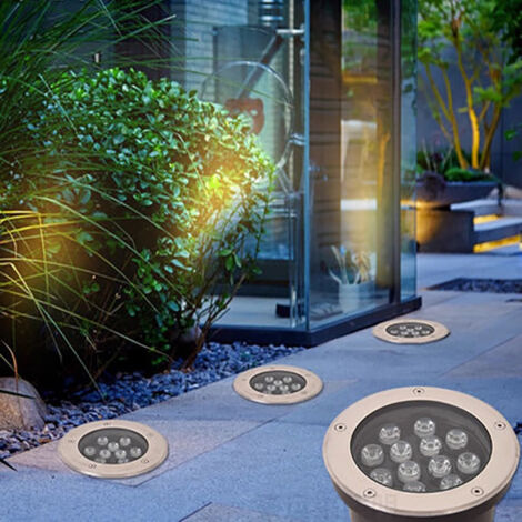Lampe de sol ronde LED encastrée étanche extérieure, pour places publiques, parcs, jardins et allées pavées