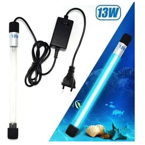 Lampe de stérilisation pour aquarium sous-marine, type prise UE, 13 W, étanche, avec filtre UV et purificateur d'eau pour aquarium marin EE
