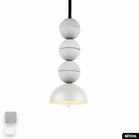Lampe de suspension en béton - BOSFOR CONCRETE  BLANC  3 BALLES  LED 14W