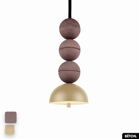 Lampe de suspension en béton - BOSFOR CONCRETE  LILAS - AMANDE  3 BALLES  LED 14W