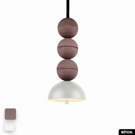 Lampe de suspension en béton - BOSFOR CONCRETE  LILAS - BLANC  3 BALLES  LED 14W