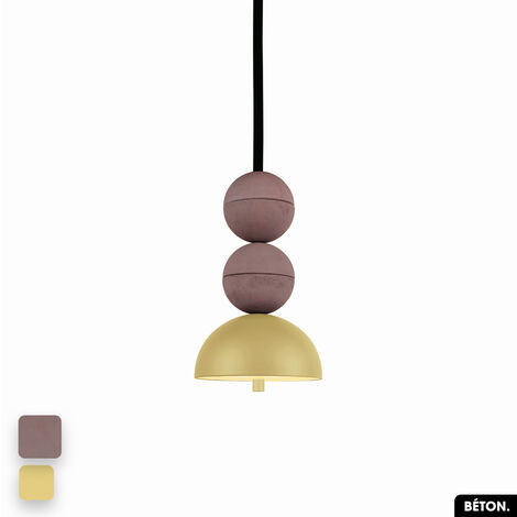 Lampe de suspension en béton - BOSFOR CONCRETE  LILAS - CITRON  2 BALLES  LED 14W