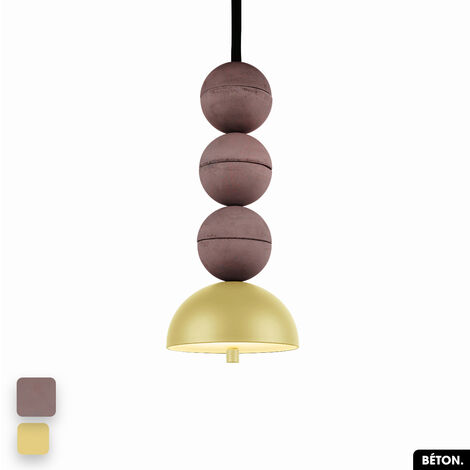 Lampe de suspension en béton - BOSFOR CONCRETE  LILAS - CITRON  3 BALLES  LED 14W
