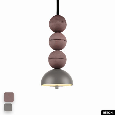 Lampe de suspension en béton - BOSFOR CONCRETE  LILAS - GRIS  3 BALLES  LED 14W