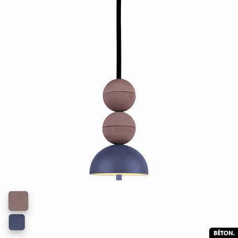 Lampe de suspension en béton - BOSFOR CONCRETE  LILAS - INDIGO  2 BALLES  LED 14W