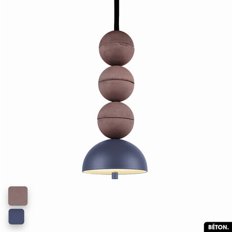 Lampe de suspension en béton - BOSFOR CONCRETE  LILAS - INDIGO  3 BALLES  LED 14W
