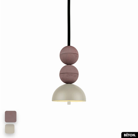 Lampe de suspension en béton - BOSFOR CONCRETE  LILAS - PEYOTE  2 BALLES  LED 14W