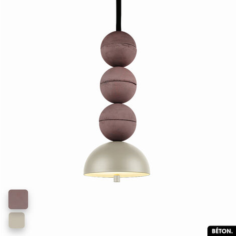 Lampe de suspension en béton - BOSFOR CONCRETE  LILAS - PEYOTE  3 BALLES  LED 14W
