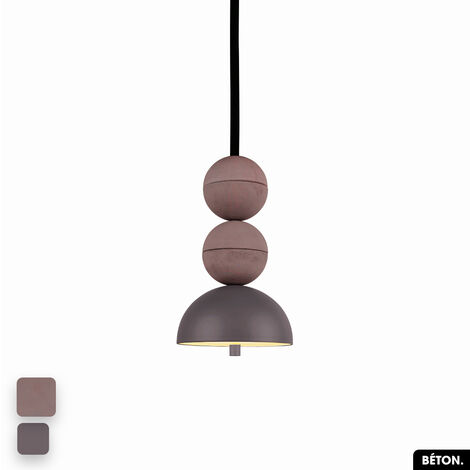Lampe de suspension en béton - BOSFOR CONCRETE  LILAS - SPARROW  2 BALLES  LED 14W