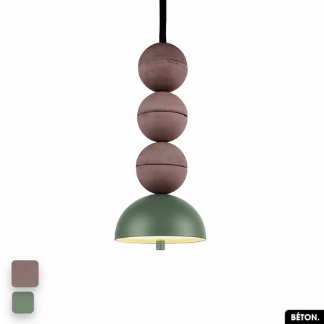 Lampe de suspension en béton - BOSFOR CONCRETE  LILAS - VERT  3 BALLES  LED 14W