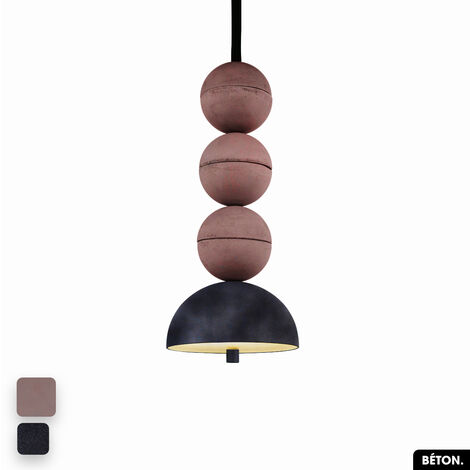 Lampe de suspension en béton velours - BOSFOR CONCRETE VELVET  LILAS - ANTHRACITE  3 BALLES  LED 14W