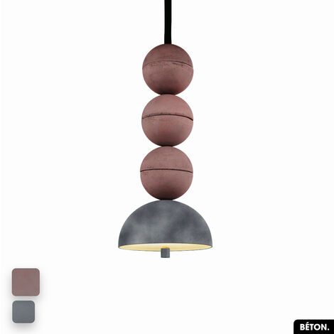 Lampe de suspension en béton velours - BOSFOR CONCRETE VELVET  LILAS - GRIS  3 BALLES  LED 14W
