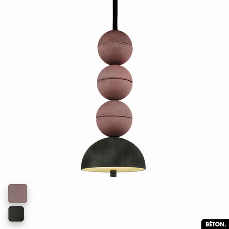 Lampe de suspension en béton velours - BOSFOR CONCRETE VELVET  LILAS - OLIVE  3 BALLES  LED 14W
