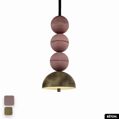 Lampe de suspension en béton velours - BOSFOR CONCRETE VELVET  LILAS - PEYOTE  3 BALLES  LED 14W