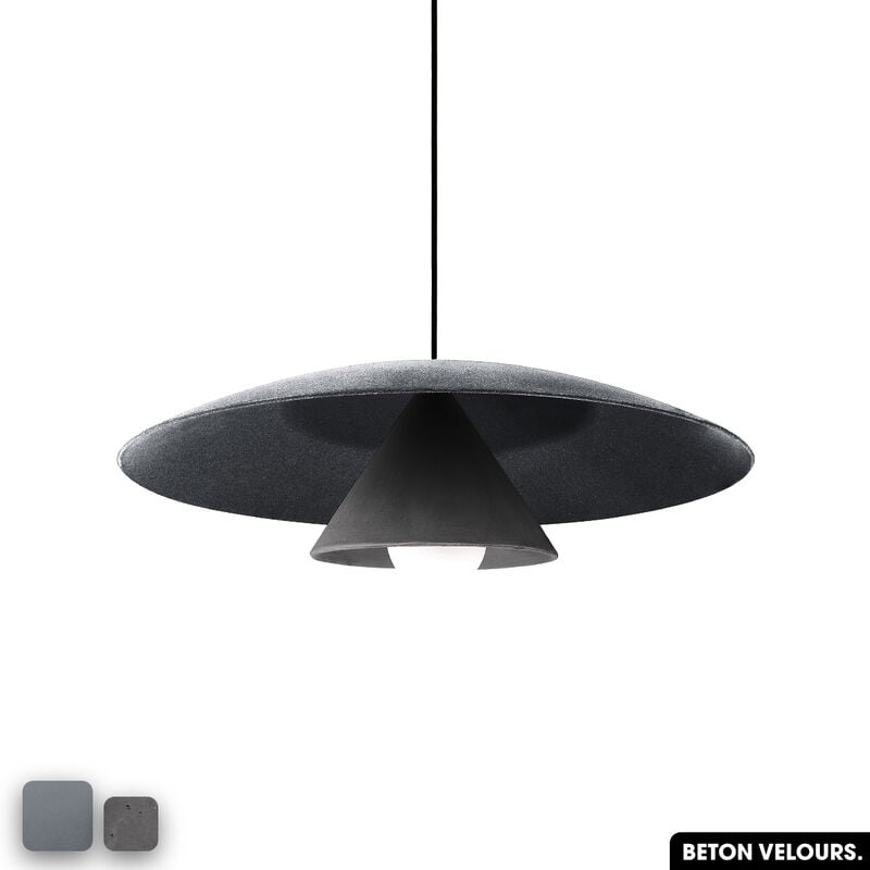 Lampe de suspension en béton velours - olemi velvet concrete gris - anthracite - Gris / argent