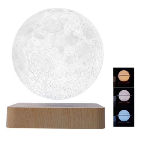Lampe de table, 14 cm, lumière tricolore réglable, 14 cm, rotation à 360°, lampe de table lune magnétique, lampe de chevet