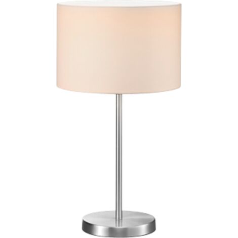 Lampe de table 1xe27 max 60w abat jour tissu blanc metal nickel mat - trio - hotel