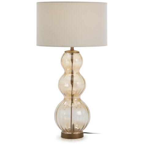 Lampe de Table 20x20x60 Verre Ambré/Métal Doré sans abat-jour