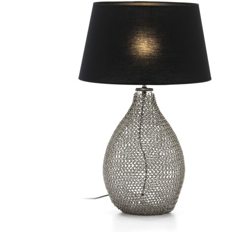 Lampe de Table 25x25x45 Verre/Métal argenté/Sans écran