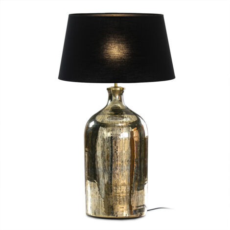 Lampe de Table 28x28x60 Verre Doré Antique/Sans Paravent