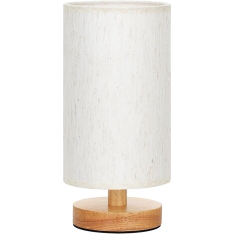 Lampe De Table - 300K A15 LED - Abat-Jour En Lin - Base En Bois - Interrupteur En Ligne - 9 Pouces - Pour Chambre À Coucher - 1 Pièce
