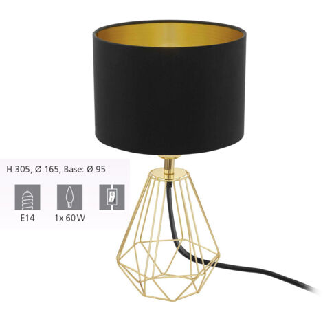 Lampe de table 30,5 cm en métal noir et or - Eglo Carlton