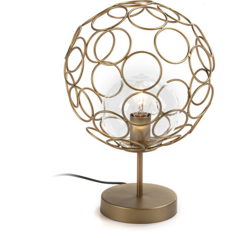 Lampe de Table 30x30x45 Verre/Métal Doré