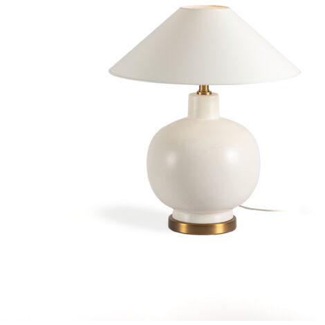 Lampe de Table 30x30x49 Métal Doré/Céramique Blanche sans abat-jour